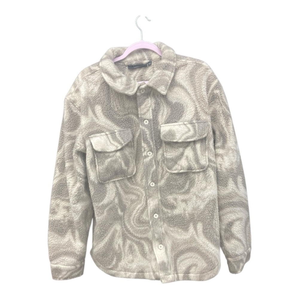 Patterned Button-Up Fleece Jacket size medium loose fit - Picture 3 of 8